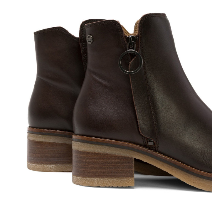 BOTINES DE PIEL CON CREMALLERA LUCÍA MOKA PORRONET - Querol online