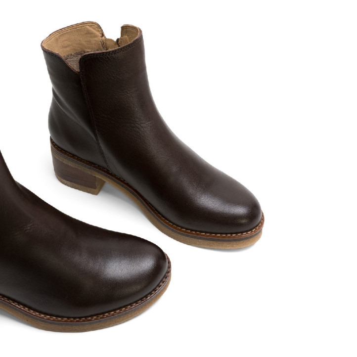 BOTINES DE PIEL CON CREMALLERA LUCÍA MOKA PORRONET - Querol online