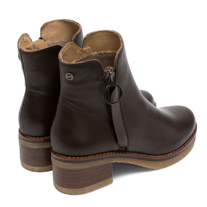 BOTINES DE PIEL CON CREMALLERA LUCÍA MOKA PORRONET - Querol online