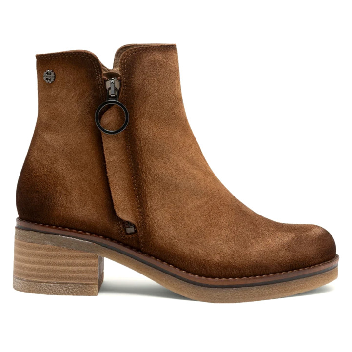 BOTINES DE PIEL CON CREMALLERA LUNA CUERO PORRONET - Querol online