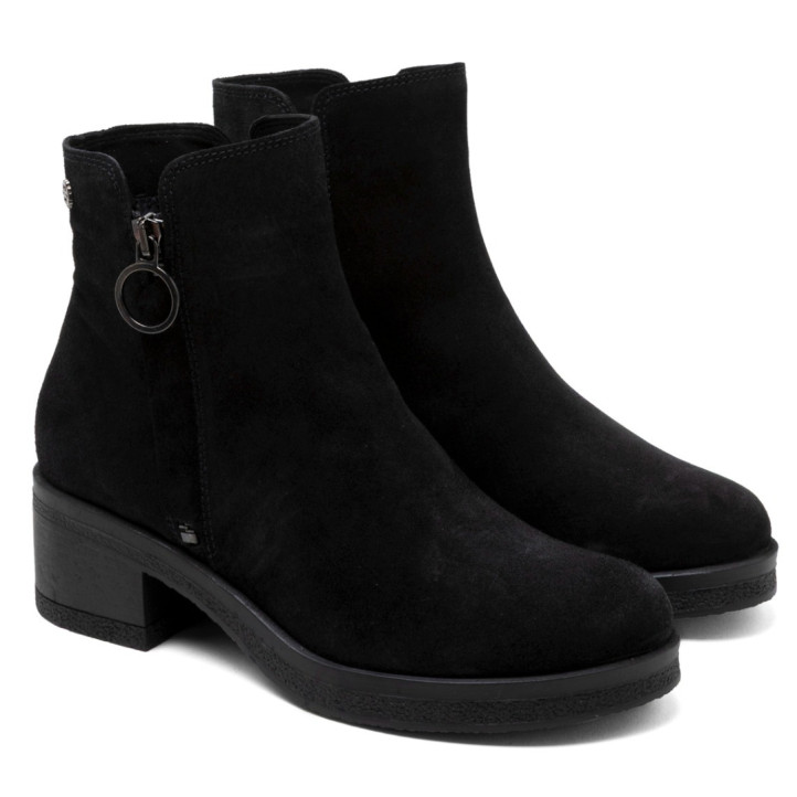 BOTINES DE PIEL CON CREMALLERA LUNA NEGRO PORRONET - Querol online
