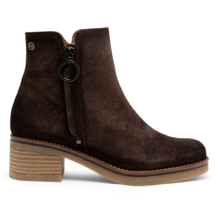 BOTINES DE PIEL CON CREMALLERA LUNA MOKA PORRONET - Querol online