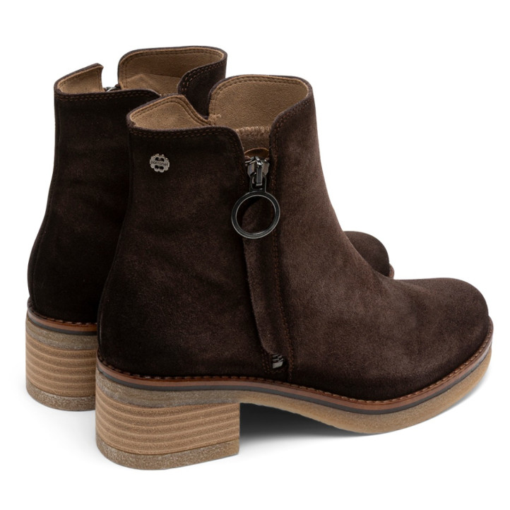 BOTINES DE PIEL CON CREMALLERA LUNA MOKA PORRONET - Querol online