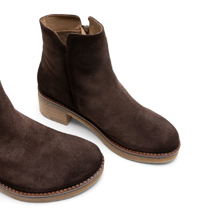 BOTINES DE PIEL CON CREMALLERA LUNA MOKA PORRONET - Querol online