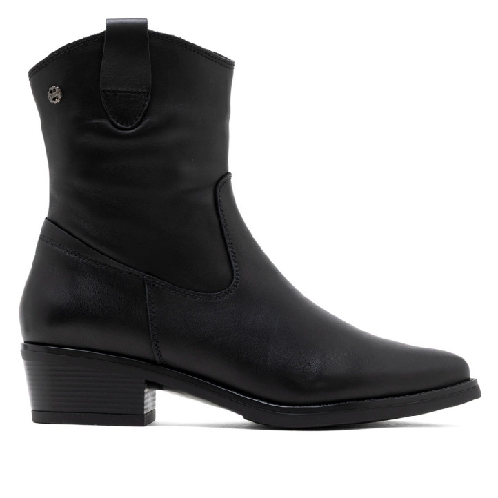 BOTINES DE PIEL CON CREMALLERA MARTA NEGRO PORRONET - Querol online
