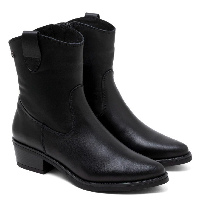 BOTINES DE PIEL CON CREMALLERA MARTA NEGRO PORRONET - Querol online