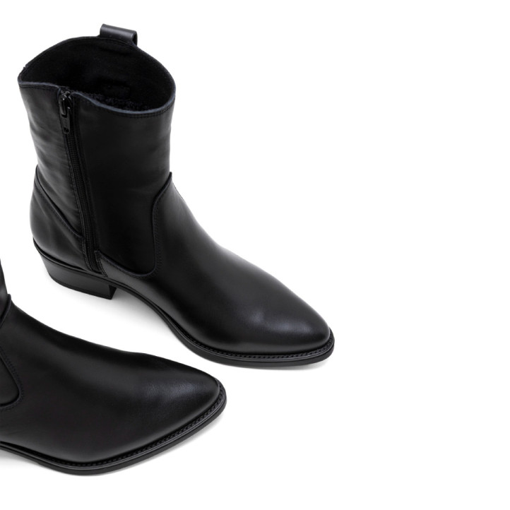 BOTINES DE PIEL CON CREMALLERA MARTA NEGRO PORRONET - Querol online