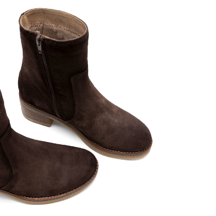 BOTINES DE PIEL CON CREMALLERA LIDIA MOKA PORRONET - Querol online