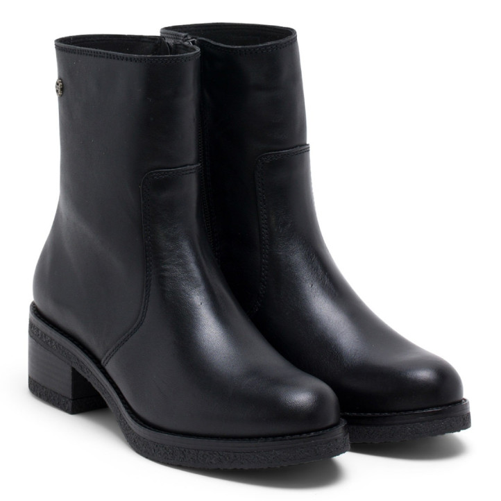 BOTINES DE PIEL CON CREMALLERA LOLA NEGRO PORRONET - Querol online