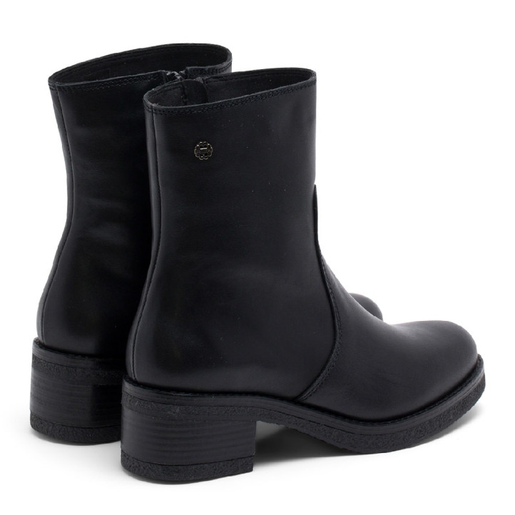BOTINES DE PIEL CON CREMALLERA LOLA NEGRO PORRONET - Querol online