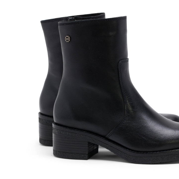 BOTINES DE PIEL CON CREMALLERA LOLA NEGRO PORRONET - Querol online