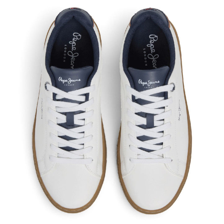 Sabatilles Pepe Jeans Joe Basic d'home blanques amb sola caramel - Querol online