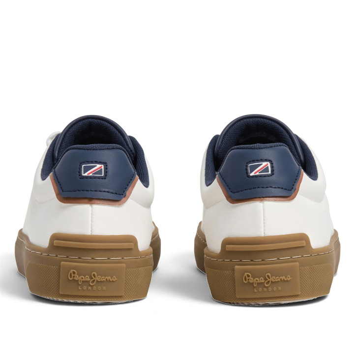 Sabatilles Pepe Jeans Joe Basic d'home blanques amb sola caramel - Querol online