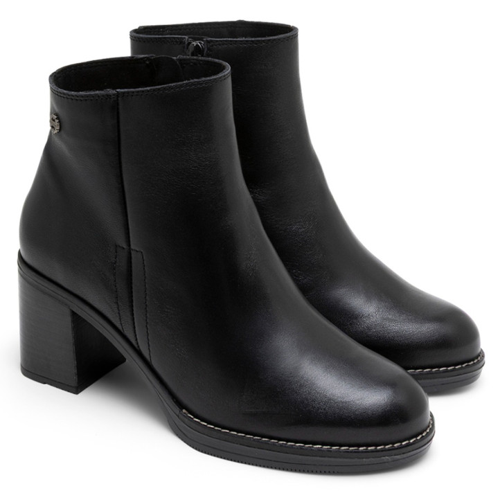 BOTINES DE PIEL DE TACÓN TERESA NEGRO PORRONET - Querol online