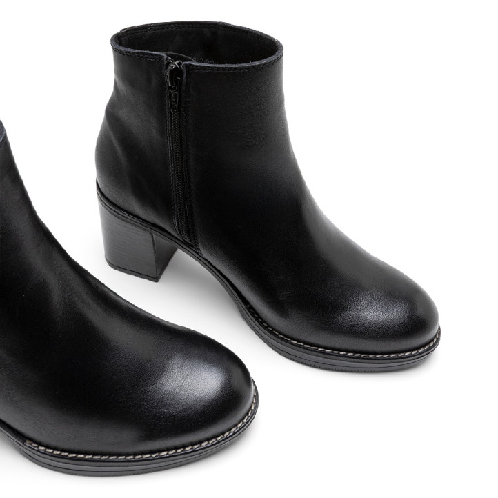 BOTINES DE PIEL DE TACÓN TERESA NEGRO PORRONET - Querol online
