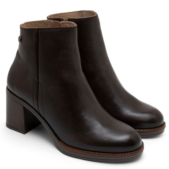 BOTINES DE PIEL DE TACÓN TERESA MOKA PORRONET - Querol online