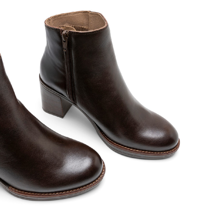 BOTINES DE PIEL DE TACÓN TERESA MOKA PORRONET - Querol online
