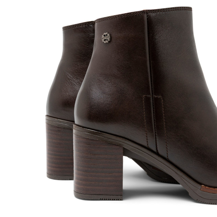 BOTINES DE PIEL DE TACÓN TERESA MOKA PORRONET - Querol online