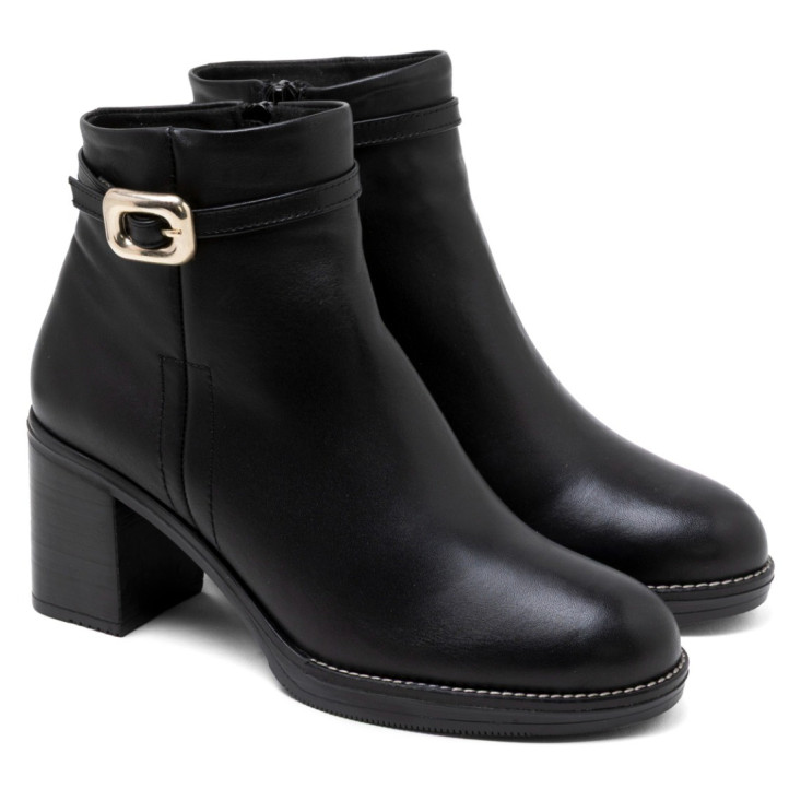BOTINES DE PIEL DE TACÓN TATIANA NEGRO PORRONET - Querol online
