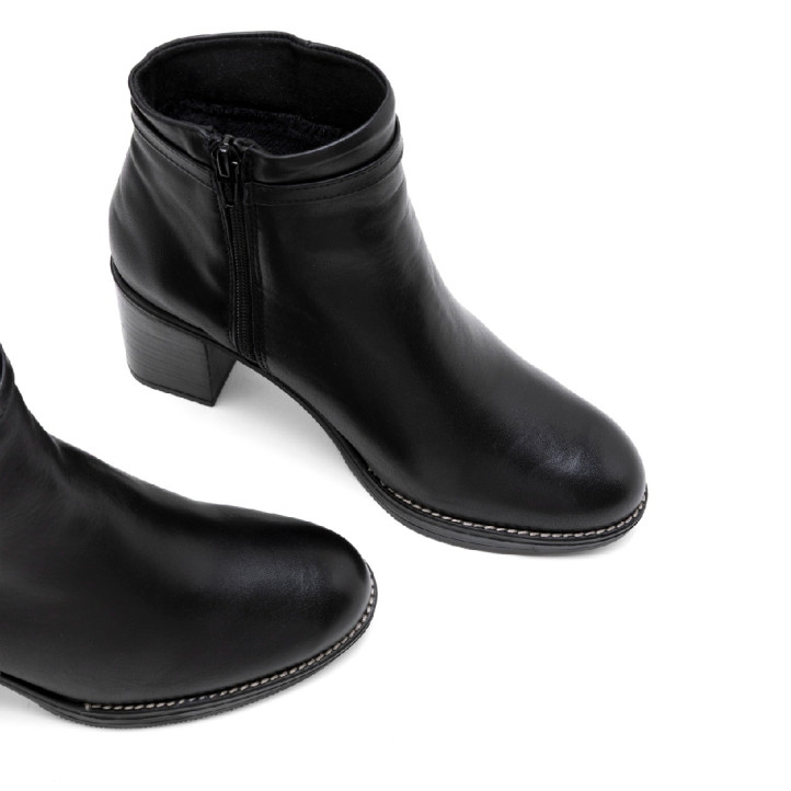 BOTINES DE PIEL DE TACÓN TATIANA NEGRO PORRONET - Querol online