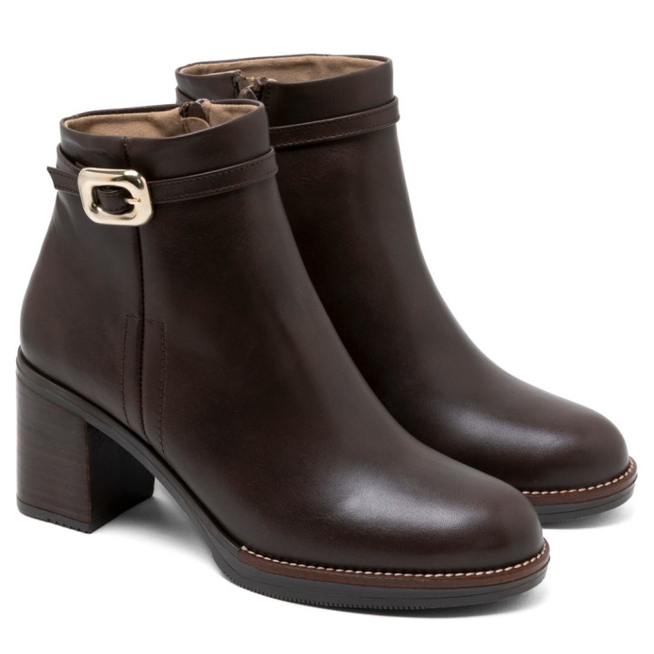 BOTINES DE PIEL DE TACÓN TATIANA MOKA PORRONET - Querol online