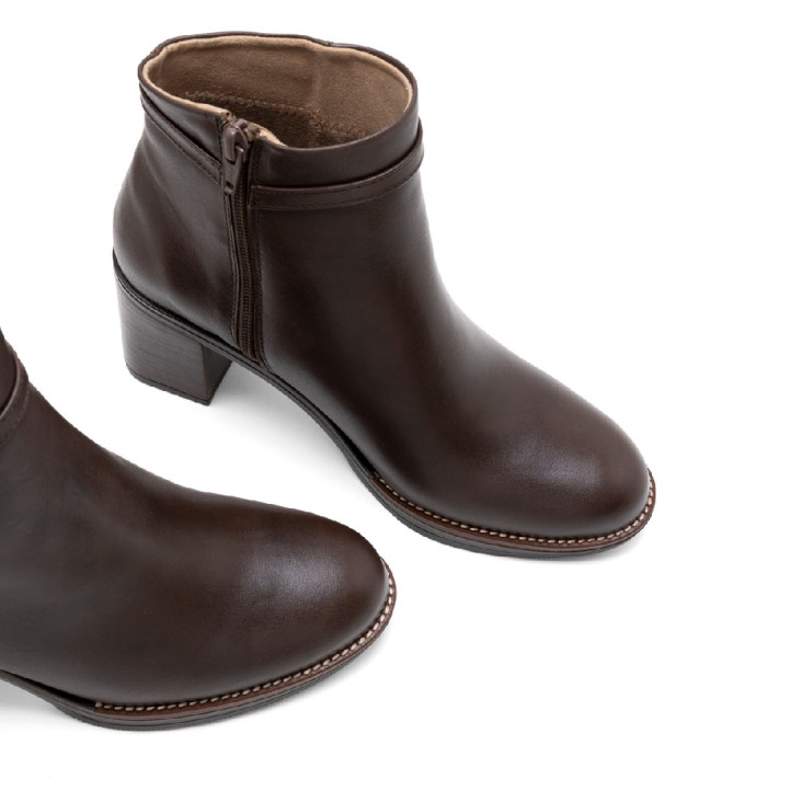 BOTINES DE PIEL DE TACÓN TATIANA MOKA PORRONET - Querol online