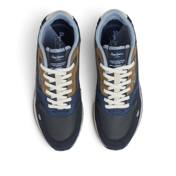 Zapatillas Pepe Jeans Bexley de hombre azul marino con detalles marrones - Querol online