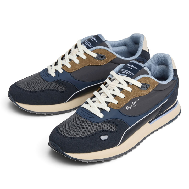 Sabatilles Pepe Jeans Bexley d'home blau marí amb detalls marrons - Querol online