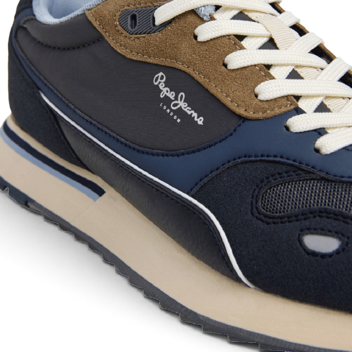 Sabatilles Pepe Jeans Bexley d'home blau marí amb detalls marrons - Querol online