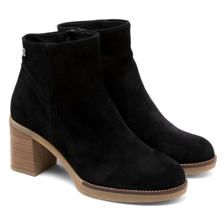 BOTINES DE PIEL DE TACÓN TAMARA NEGRO PORRONET - Querol online