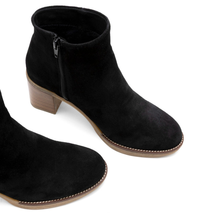 BOTINES DE PIEL DE TACÓN TAMARA NEGRO PORRONET - Querol online