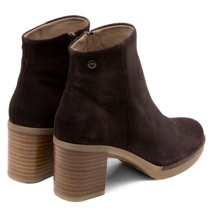 BOTINES DE PIEL DE TACÓN TAMARA MOKA PORRONET - Querol online