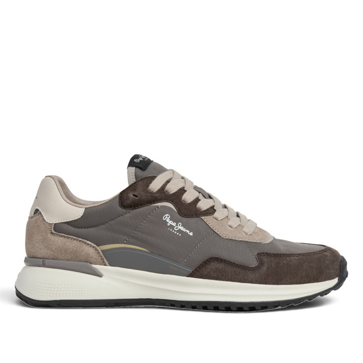 Zapatillas Pepe Jeans Bampton de hombre marrones y beige con detalles de ante - Querol online