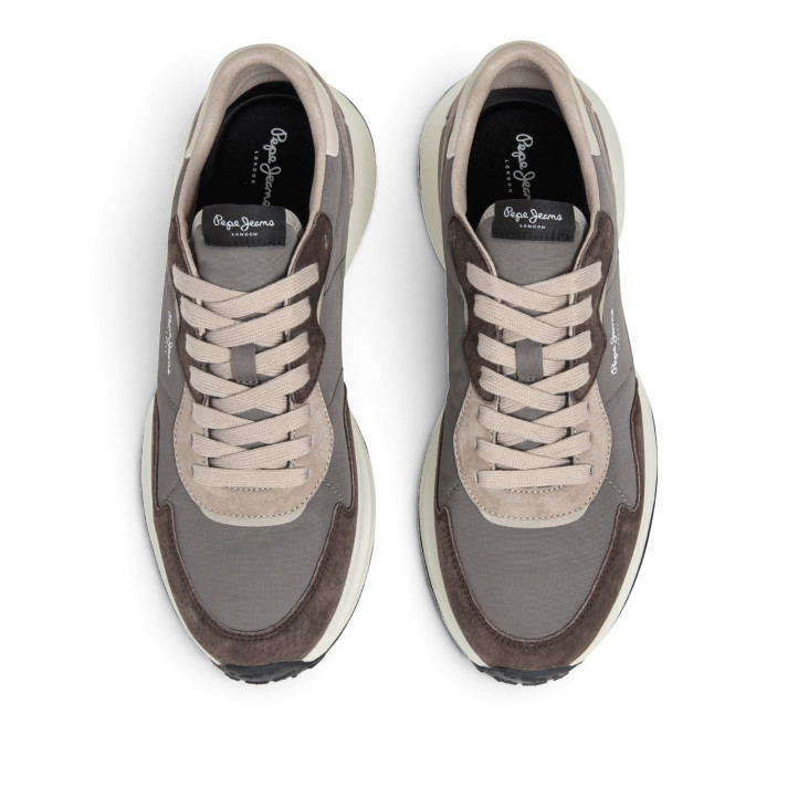 Zapatillas Pepe Jeans Bampton de hombre marrones y beige con detalles de ante - Querol online