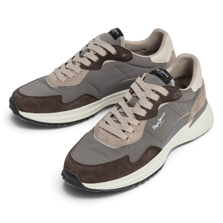 Sabatilles Pepe Jeans Bampton d'home marrons i beix amb detalls de camussa - Querol online