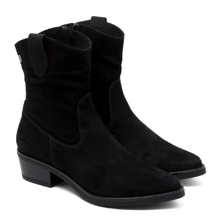 BOTINES DE PIEL CON CREMALLERA MALENA NEGRO PORRONET - Querol online