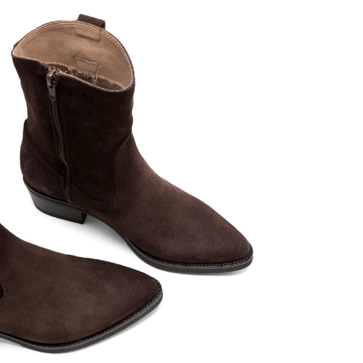 BOTINES DE PIEL CON CREMALLERA MALENA MOKA PORRONET - Querol online