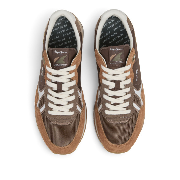 Sabatilles Pepe Jeans Brit d'home marrons de camussa estil retro running - Querol online