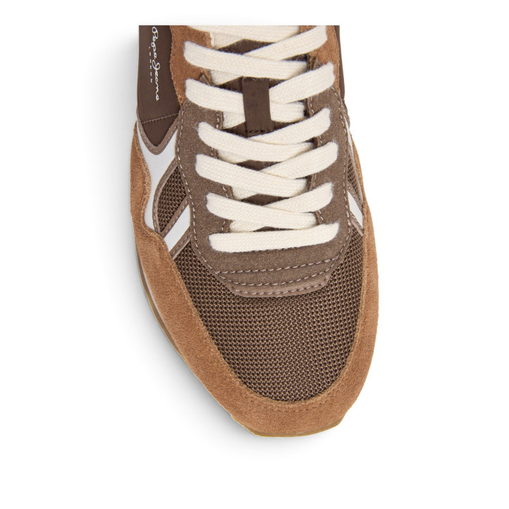 Sabatilles Pepe Jeans Brit d'home marrons de camussa estil retro running - Querol online