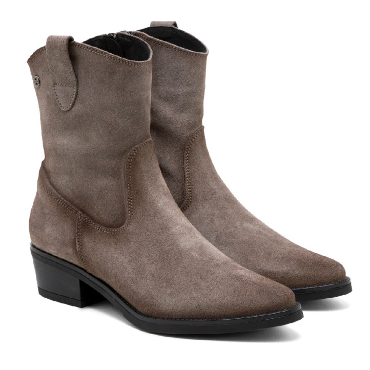 BOTINES DE PIEL CON CREMALLERA MALENA GRIS PORRONET - Querol online