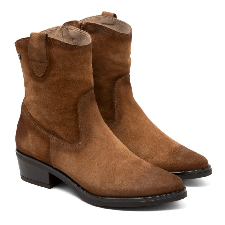 BOTINES DE PIEL CON CREMALLERA MALENA CUERO PORRONET - Querol online