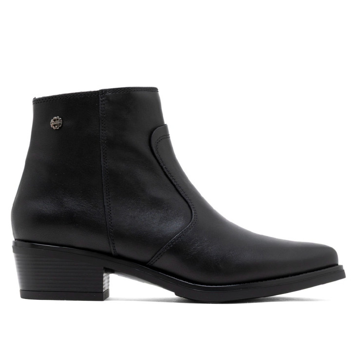 BOTINES DE PIEL CON CREMALLERA MIREIA NEGRO PORRONET - Querol online