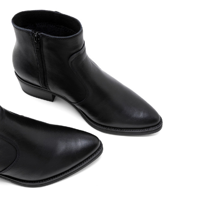 BOTINES DE PIEL CON CREMALLERA MIREIA NEGRO PORRONET - Querol online