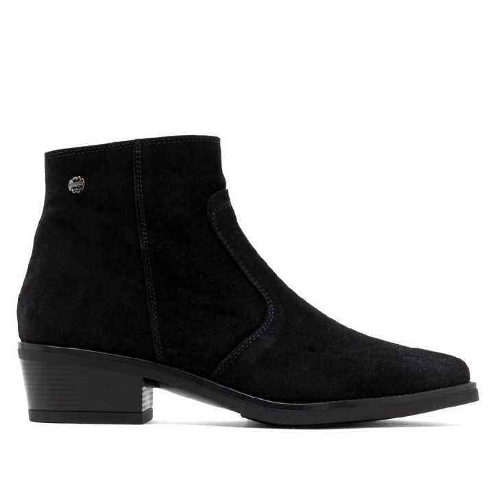 BOTINES DE PIEL CON CREMALLERA MARINA NEGRO PORRONET - Querol online