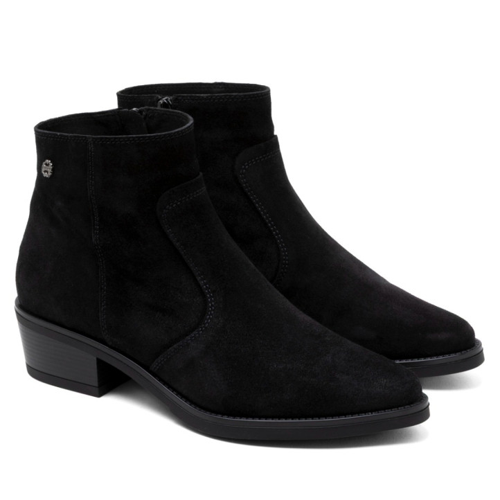 BOTINES DE PIEL CON CREMALLERA MARINA NEGRO PORRONET - Querol online