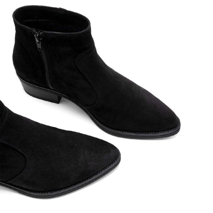 BOTINES DE PIEL CON CREMALLERA MARINA NEGRO PORRONET - Querol online