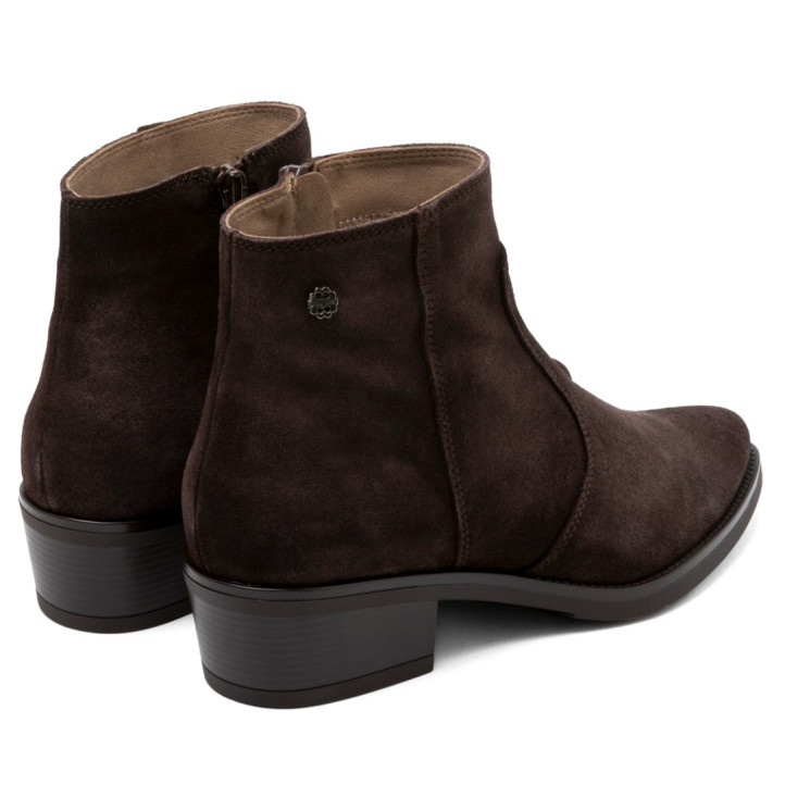 BOTINES DE PIEL CON CREMALLERA MARINA MOKA PORRONET - Querol online