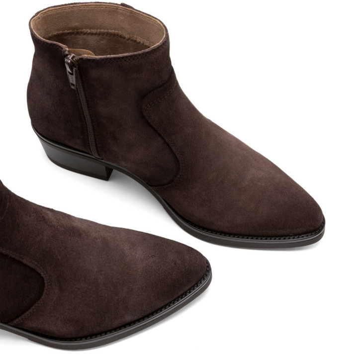 BOTINES DE PIEL CON CREMALLERA MARINA MOKA PORRONET - Querol online