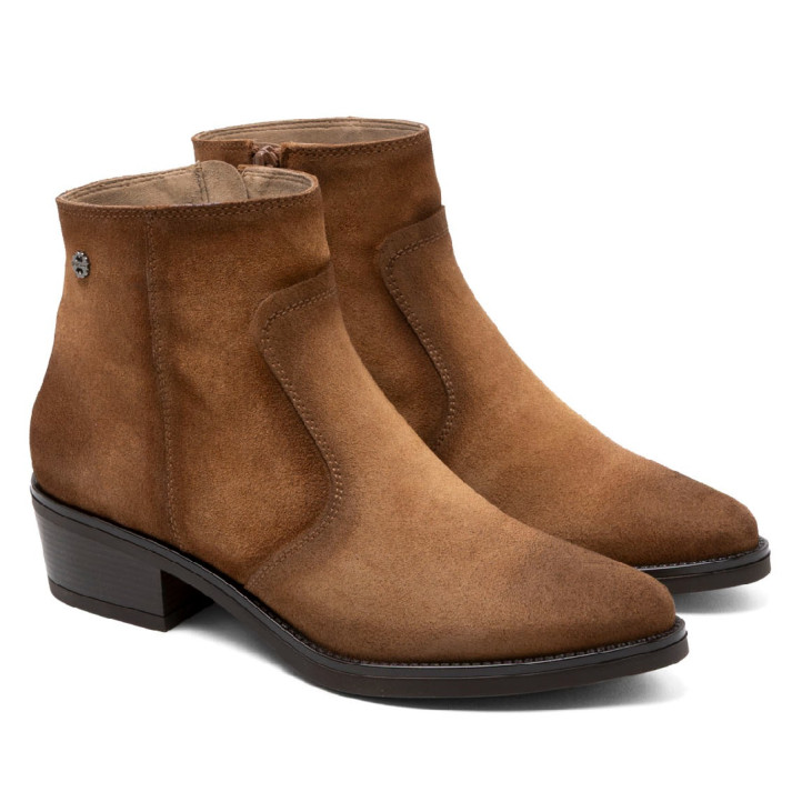 BOTINES DE PIEL CON CREMALLERA MARINA CUERO PORRONET - Querol online