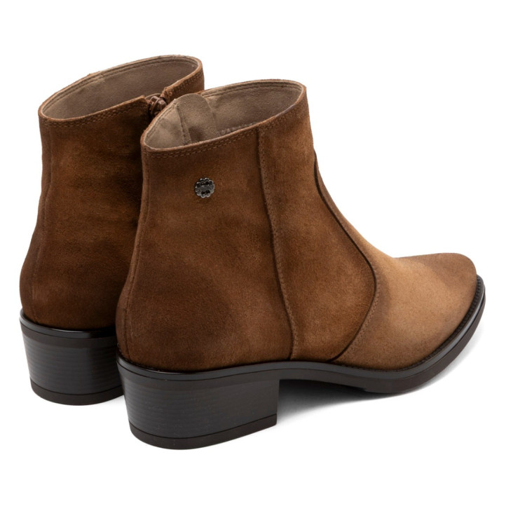 BOTINES DE PIEL CON CREMALLERA MARINA CUERO PORRONET - Querol online